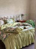 Load image into Gallery viewer, French retro cotton washed cotton bed four-piece set pure cotton princess wind lotus leaf lace quilt cover high-end bed sheet