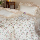 Load image into Gallery viewer, French girl heart romantic rose cotton long-staple cotton four-piece set lace lace quilt cover bed cover girl bedding