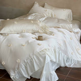 Load image into Gallery viewer, Lanxu Home Textiles French Girl Heart Tencel Four-piece Set Three-dimensional Flower Cool Silky Quilt Cover Summer Naked Bedding