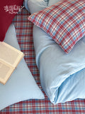 Load image into Gallery viewer, FANTASIA Collection Dream Planet [Snow Night Neon Light] Red and Blue Plaid Cotton Double Yarn Four-piece Cotton Sheet