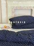 Load image into Gallery viewer, FANTASIA Collection Dream Planet [Endless Play] Retro Polka Dots Dark Blue Cotton Four-piece Cotton Sheet