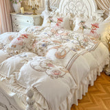 Load image into Gallery viewer, Winter cute girl milk fleece thickened four-piece set pleated lace fleece coral fleece quilt cover princess windbed skirt