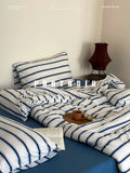 Load image into Gallery viewer, FANTASIA Collection Dream Planet [Manchester by the Sea] Vintage Blue and White Cotton Knitted Cotton Four-piece Sheet