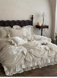 Load image into Gallery viewer, Edinburgh Dream — French Vintage Princess Bedding Set | 100% Cotton Ruffle Bed Skirt 4-Piece Set