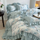 Load image into Gallery viewer, Vintage French princess style cotton sanded bed four-piece set butterfly flower lace quilt cover pure cotton sheets