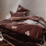 Load image into Gallery viewer, Winter French Romantic Thickened Velvet Milk Fleece Four-piece Flower Embroidered Quilt Cover Fleece Warm Bedding
