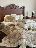 Load image into Gallery viewer, French romantic lace edge retro wind tencel cotton polished four-piece set flower print quilt cover bedding