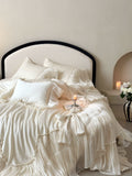 Load image into Gallery viewer, French premium cotton satin long-staple cotton four-piece set pure cotton retro princess windbed cover heavy industry court bedding