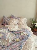 Load image into Gallery viewer, French retro flower pure cotton bed skirt four-piece cotton long-staple cotton quilt cover oil painting style high-end bedding