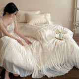 Load image into Gallery viewer, Lanxu Home Textiles French Princess Wind Tencel Cotton Four-piece Glass Yarn Lace Jacquard Quilt Cover Pure Cotton Sheet Bedding