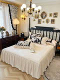 Load image into Gallery viewer, Winter carved thickened milk fleece four-piece set retro princess wind coral fleece double-sided fleece fleece quilt cover bed skirt