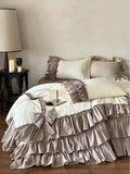 Load image into Gallery viewer, French princess wind washed cotton bed skirt four-piece romantic bow quilt cover pure cotton girl heart bedding