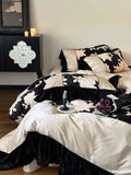 Load image into Gallery viewer, Retro French jacquard cotton polished four-piece set autumn and winter thickened pure cotton black gold printing quilt cover bedding