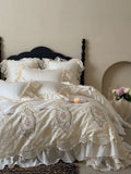 Load image into Gallery viewer, French heavy industry court cotton long-staple cotton four-piece set pure cotton romantic lace quilt cover girl high-end bedding