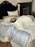 Load image into Gallery viewer, Romantic retro butterfly princess wind cotton satin long staple cotton four-piece set pure cotton bed sheet French lace quilt cover 4