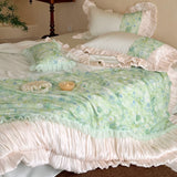 Load image into Gallery viewer, Mint light summer < unk > French 60 Lenzing Tencel summer cool quilt four-piece summer fresh green air conditioner thin quilt
