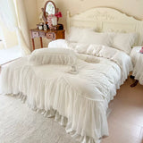 Load image into Gallery viewer, Ins fairy white 100 cotton bed four-piece set girl heart lace edge quilt cover Internet celebrity princess windbed skirt