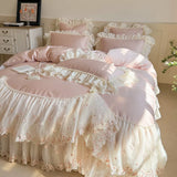 Load image into Gallery viewer, Girl princess style cotton pure cotton bed cover four-piece French romantic lace quilt cover thickened padded cotton sheet