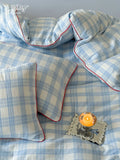 Load image into Gallery viewer, FANTASIA Collection Dream Planet [Qingmeng Window Mirror] Blue Plaid Cotton Double Yarn Four-piece Cotton Sheet