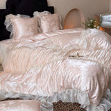 Load image into Gallery viewer, French fairy gas romantic jacquard cotton long-staple cotton four-piece set pure cotton lace edge bed cover quilt cover princess wind bedding