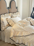 Load image into Gallery viewer, French cream lace bed skirt four-piece cotton high-end quilt cover bed sheet princess pure cotton bed quilt cover