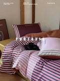 Load image into Gallery viewer, FANTASIA Collection Dream Planet [Shirley and Rum] Stripe Contrasting Color Cotton Embroidery Four-piece Cotton Sheet