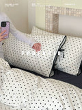 Load image into Gallery viewer, FATASIA Collection Dream Planet [Birds and Meteors] Retro Black and White Polka Dots Cotton Four-piece Cotton Sheet