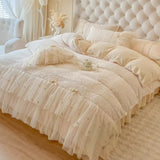 Load image into Gallery viewer, Winter carved thickened milk fleece four-piece set retro princess wind coral fleece double-sided fleece fleece quilt cover bed skirt