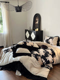 Load image into Gallery viewer, Retro French jacquard cotton polished four-piece set autumn and winter thickened pure cotton black gold printing quilt cover bedding