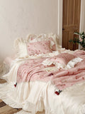 Load image into Gallery viewer, French girl heart cool feeling Tencel Xia Liang quilt four-piece princess style air conditioner quilt summer thin quilt fairy bed cover