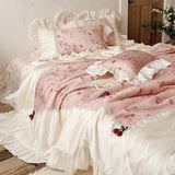 Load image into Gallery viewer, French girl heart cool feeling Tencel Xia Liang quilt four-piece princess style air conditioner quilt summer thin quilt fairy bed cover