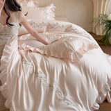 Load image into Gallery viewer, Lan Xu Home Textiles French Princess Style 100S Tencel Cotton Four-piece Flower Embroidery Quilt Cover Girl's Heart Sheet Bedding