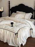 Load image into Gallery viewer, French Romantic Tencel Cotton Four-piece Princess Wind Jacquard Chiffon Lace Quilt Cover Silky Sleeping Naked Girl Heart Sheet