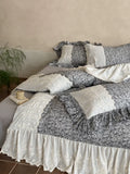 Load image into Gallery viewer, French retro cotton double yarn four-piece set heavy industry embroidery lotus leaf lace soft cotton quilt cover bed sheet bedding