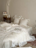 Load image into Gallery viewer, French Romantic Girl Jacquard Tencel Cotton Bed Cover Four-piece High-end Lace Lace Quilt Cover Princess Wind Bedding