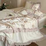 Load image into Gallery viewer, Lanxu Home Textiles French three-dimensional flower summer cool quilt four-piece cool feeling silky smooth sleeping naked air conditioner thin quilt