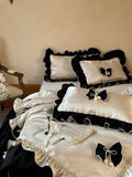 Load image into Gallery viewer, French light luxury romantic princess style long-staple cotton four-piece set cotton pure cotton bow quilt cover girl heart bedding