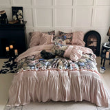Load image into Gallery viewer, French cotton rose retro wedding bed skirt four-piece set pure cotton satin long-staple cotton quilt cover princess wind bedding