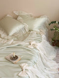 Load image into Gallery viewer, French girl romantic Tencel Xia Liang quilt four-piece princess style bow lace air conditioner thin quilt bed cover