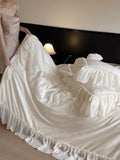 Load image into Gallery viewer, Premium French lace edge four-piece set of pure cotton 100 pcs cotton satin jacquard quilt cover sheets bedding