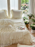 Load image into Gallery viewer, Washable cool feeling Tencel summer cool quilt four-piece French romantic lace machine washable silky smooth summer air conditioner thin quilt