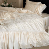 Load image into Gallery viewer, Lanxu Home Textiles French Romantic Tencel Cotton Four-piece Embossed Jacquard Lace Edge Quilt Cover Light Luxury Master Bedding