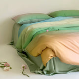 Load image into Gallery viewer, Advanced texture gradual change Lenzing Tencel four-piece set summer cool sleeping naked ice silk double-sided silky quilt cover bedding 4