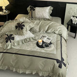 Load image into Gallery viewer, French girl heart 100 pcs satin long-staple cotton four-piece set cotton pure cotton bow princess style bed sheet quilt cover 4