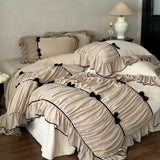Load image into Gallery viewer, French girl heart thickened milk fleece winter four-piece set fleece warm retro bow retro quilt cover bedding