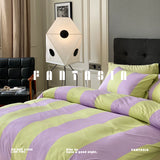 Load image into Gallery viewer, FANTASIA Collection Dream Planet [Grape Hyacinth] Niche Purple and Green Stripe Four-piece Knitted Cotton Sheet