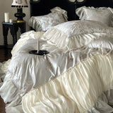 Load image into Gallery viewer, Light luxury high-precision jacquard cotton long-staple cotton four-piece set French chiffon lace pure cotton quilt cover Bedding