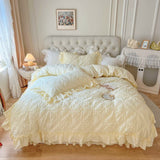 Load image into Gallery viewer, Ins Internet celebrity white cotton washed cotton bed four-piece set girl heart padded cotton quilt cover light luxury high-end bed sheet 4