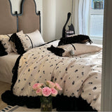 Load image into Gallery viewer, French cotton long-staple cotton four-piece set princess style flower printing pure cotton lotus leaf lace quilt cover girl heart bed sheet