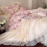 Load image into Gallery viewer, French girl cotton long-staple cotton four-piece romantic lace quilt cover pure cotton princess windbed cover bedding